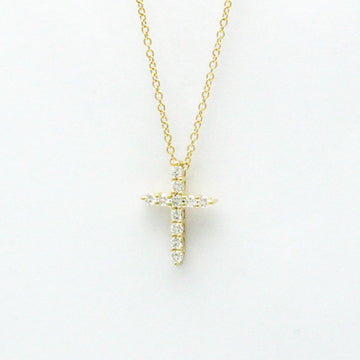 TIFFANY Mini Cross Diamond Necklace Yellow Gold [18K] Diamond Men,Women Fashion Pendant Necklace [Gold]