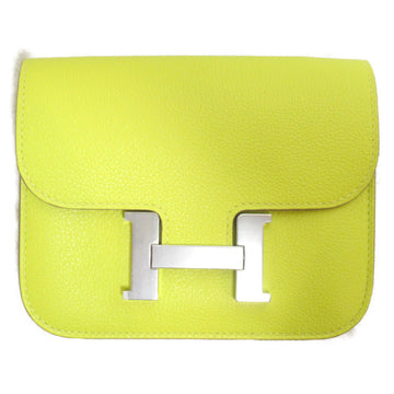 HERMES constance slim wallet Yellow Lime Vow Evercolor leather