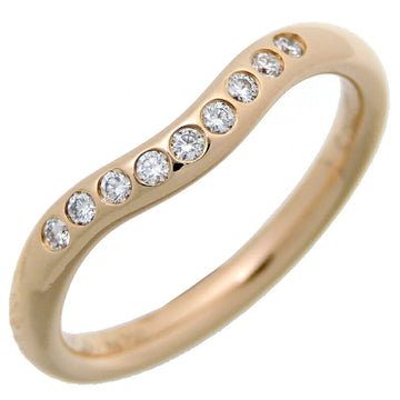 TIFFANY Elsa Peretti Curved Band Diamond Women's Ring, 750 Pink Gold, Size 6.5