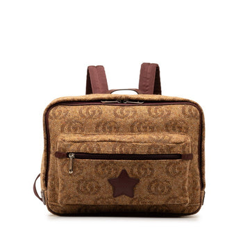GUCCI Double G Star Backpack 704946 Brown Wool Leather Women's