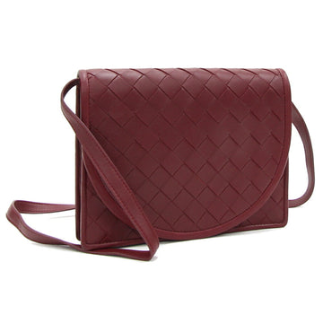 BOTTEGA VENETA Shoulder Bag Intrecciato 577812 Bordeaux Leather Wallet Women's