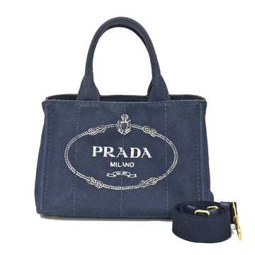 PRADA Canapato PM Shoulder Bag Canvas Navy Ladies  Handbag BRB01000000002363