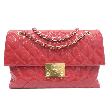 CHANEL Chain Shoulder Bag Pink G Hardware Patent Leather Women Men