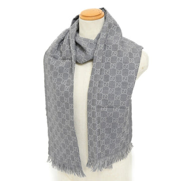 GUCCI GG pattern stole scarf gray 100% wool