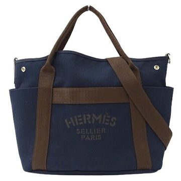 HERMES Bags for Women and Men, Tote Bags, Shoulder 2-way, Sac de Pansage, Groom Canvas, Navy, A Stamp