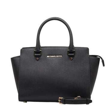 MICHAEL KORS handbag shoulder bag black gold leather women's