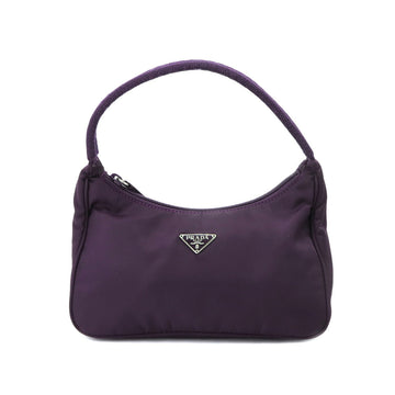 PRADA hand bag nylon purple MV515 silver metal fittings Hand Bag