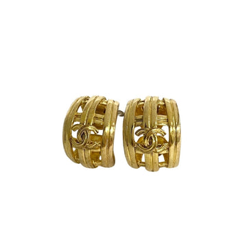 CHANEL 96P engraved Coco mark metal earrings for women 19231