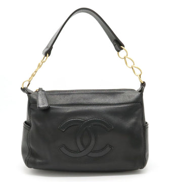 CHANEL Coco Mark Chain Shoulder Bag Leather Black