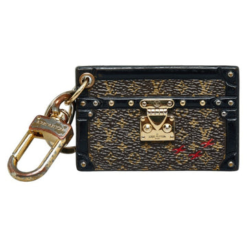 LOUIS VUITTON Monogram Petite Malle Charm Key Ring M78618 Brown Gold Leather Women's