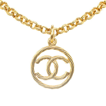 CHANEL Coco Mark Mizuhiki Necklace Gold Plated Women's