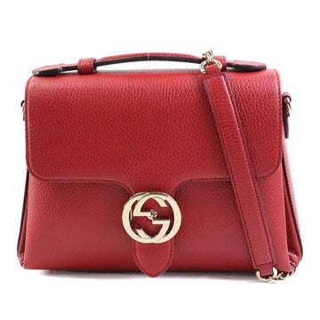 GUCCI Handbag Shoulder Bag Interlocking G Leather/Metal Dark Red/Gold Women's 510302 e58443f