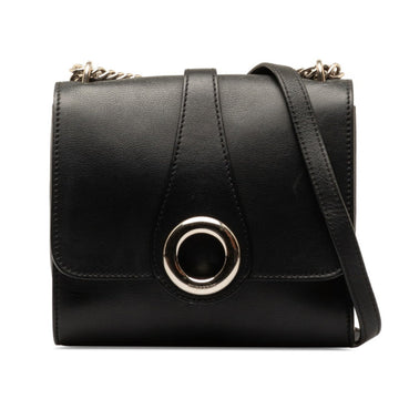 BURBERRY Chain Shoulder Bag Black Leather Women's