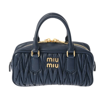 MIU MIU Miu Matelasse Navy 5BB142 Women's Lambskin Handbag