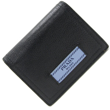 PRADA Bifold Wallet 1MV204 Black Light Blue Leather Compact Men's Folding
