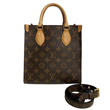 LOUIS VUITTON Sac Plat BB Monogram Leather 2way Handbag Shoulder Bag Brown 27705 763k763-27705