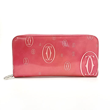 CARTIER Happy Birthday Round L3001255 Long Wallet Patent Leather Pink Women's F4013957
