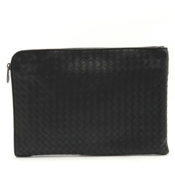 BOTTEGA VENETA Intrecciato Clutch Bag Second Leather Black 224052