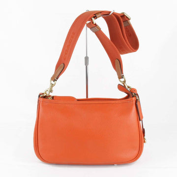 COACH CC437 Shoulder Bag Leather Orange Women's