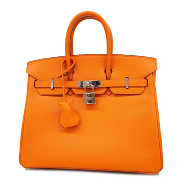 HERMES Handbag Birkin 25 Q Stamp Vaux Epson Orange Ladies