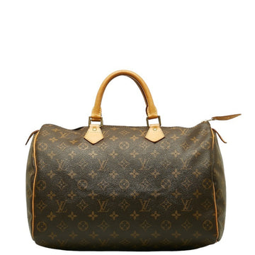 LOUIS VUITTON Monogram Speedy 35 Handbag Boston Bag M41524 Brown PVC Leather Ladies