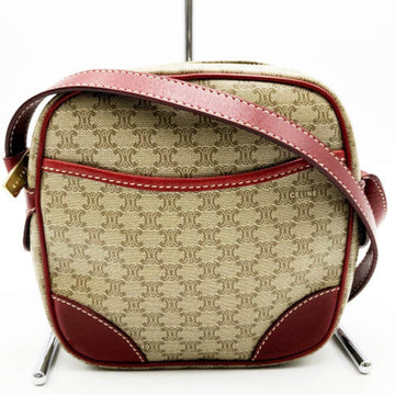 CELINE Macadam Shoulder Bag Pochette Beige Red Ladies CE00 22 USED ITD9Z9DLEZDW