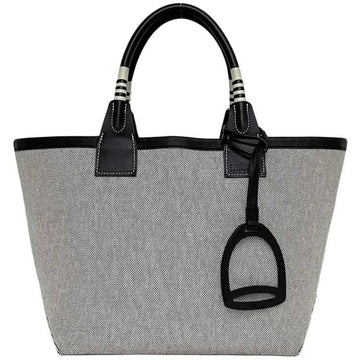 HERMES Tote Bag Steeple 25 Grey Black - f-20324 Handbag Canvas Leather Toile H Swift U Stamp