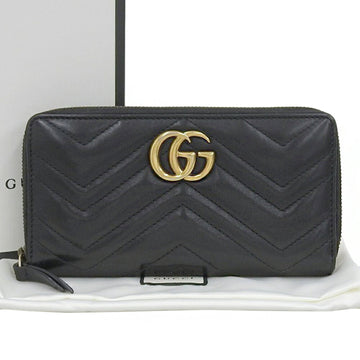 GUCCI GG Marmont Round Long Wallet Leather Black 443123 525040