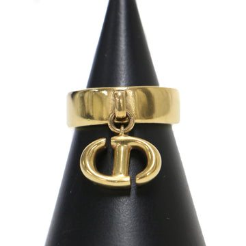 CHRISTIAN DIOR Ring Size: M [11-12] Charm CD NAVY Gold Luxury