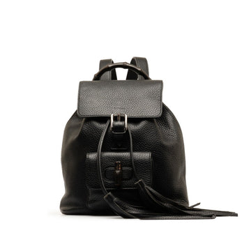 GUCCI Bamboo Tassel Backpack 387149 Black Leather Women's