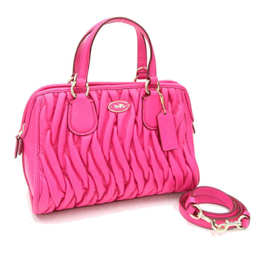 COACH Handbag Nolita Satchel 34370 Fuchsia Pink Leather Shocking Women's Gathered
