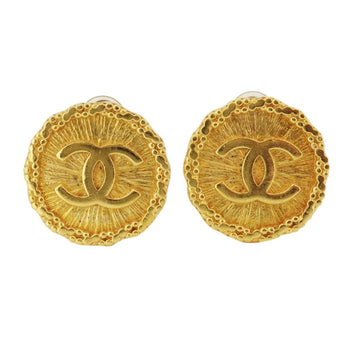 CHANEL earrings here mark circle GP plated gold 96A ladies