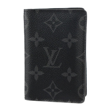 LOUIS VUITTON Organizer de Poche Card Case M61696 Monogram Eclipse Leather Black Grey Bifold Business Holder