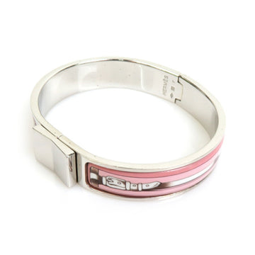 HERMES Bangle Bracelet Click Clack Metal/Enamel Silver/Pink/White Women's e58600a