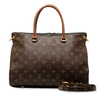LOUIS VUITTON Monogram Pallas Handbag Shoulder Bag M41064 Brown Black PVC Leather Women's