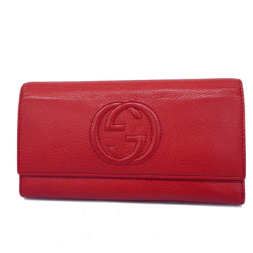 GUCCI Long Wallet Soho Leather Red Champagne Men's Women's