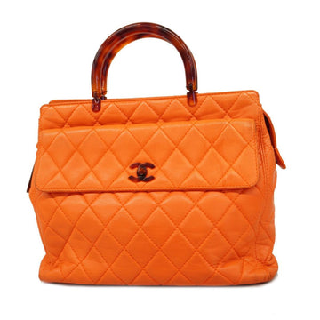 CHANEL handbag, matelasse, lambskin, orange, ladies