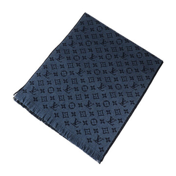 LOUIS VUITTON Echarpe Classic Monogram Scarf M78525 100% Wool Blue Marine
