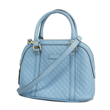 GUCCI Handbag Micro ssima 449654 Leather Light Blue Champagne Women's