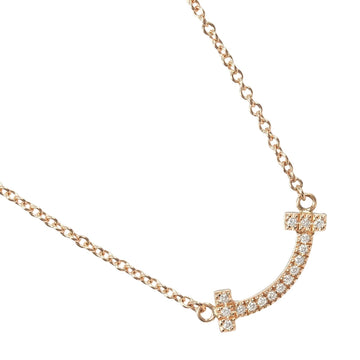 TIFFANY & Co. T Smile Necklace, K18 PG Pink Gold, Diamond, Approx. 0.8 oz [2.31 g], I132124037
