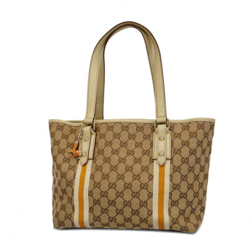 GUCCI Tote Bag GG Canvas 137396 Ivory Brown Champagne Women's