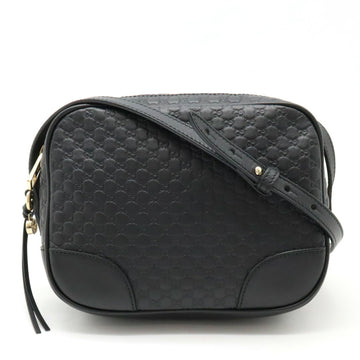 GUCCI Micro ssima Shoulder Bag Pochette Leather Black 449413