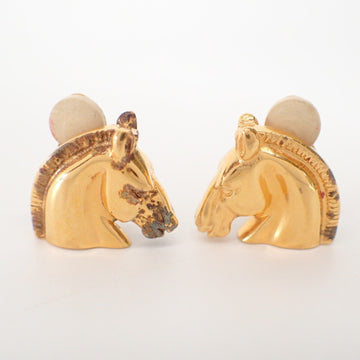 HERMES BIJOUTERIE FANTAISIE Cheval Horse Earrings Gold Women's
