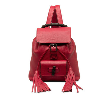 GUCCI Bamboo Backpack 387149 Red Leather Women's
