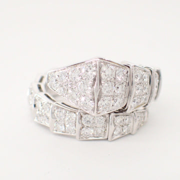 BVLGARI 354707 750WG Serpenti Viper Pave Diamond Ring L White Gold Women's