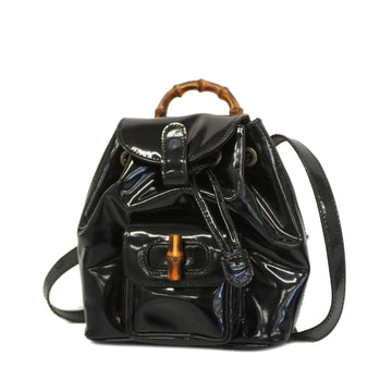 GUCCI Backpack Bamboo 005 781 0819 Patent Leather Black Women's