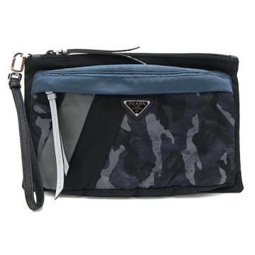 PRADA clutch bag 2NH07D black nylon men's second camouflage