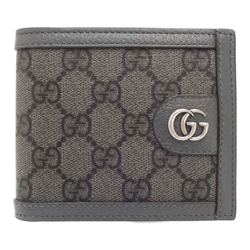 GUCCI Bi-fold Wallet 597609 GG Supreme Ophidia Sherry Line Compact Canvas x Leather Gray Black 180374