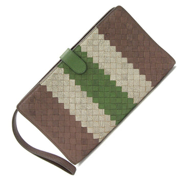 BOTTEGA VENETA Clutch Bag Intrecciato 426885 Brown Greige Green Leather Second Multi Case Men's