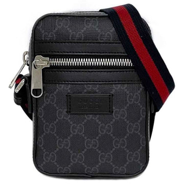 GUCCI Shoulder Bag Grey Black GG Supreme 598103 f-19989 PVC Leather  Pochette Sherry Compact Unisex